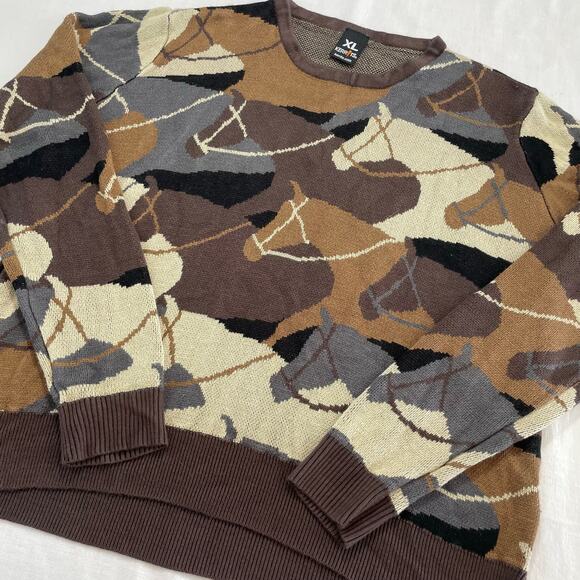 Kerrits Riding Equestrian Sweater All Over Brown Horse Print, Size XL - Picture 6 of 7